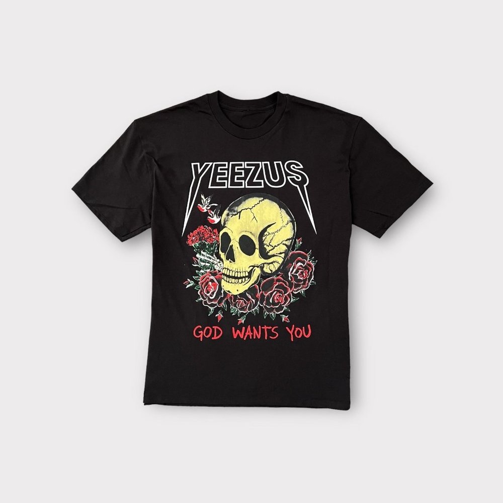 Yeezus God Wants You Skull and Flowers T-shirt